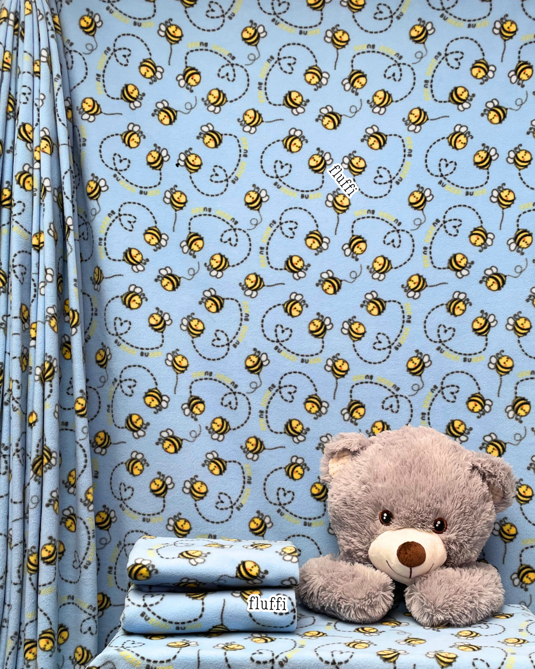 Polar Fleece Printed Anti-Pill Soft Washable Fabric - Bumble Bees