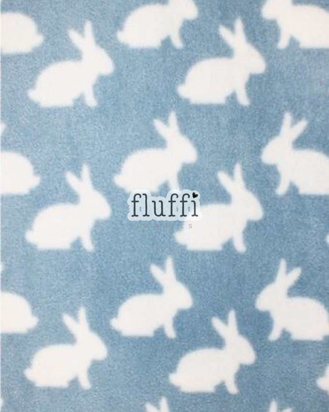 Polar Fleece Printed Anti-Pill Soft Washable Fabric - Bunnies SQ399 Baby Blue/White