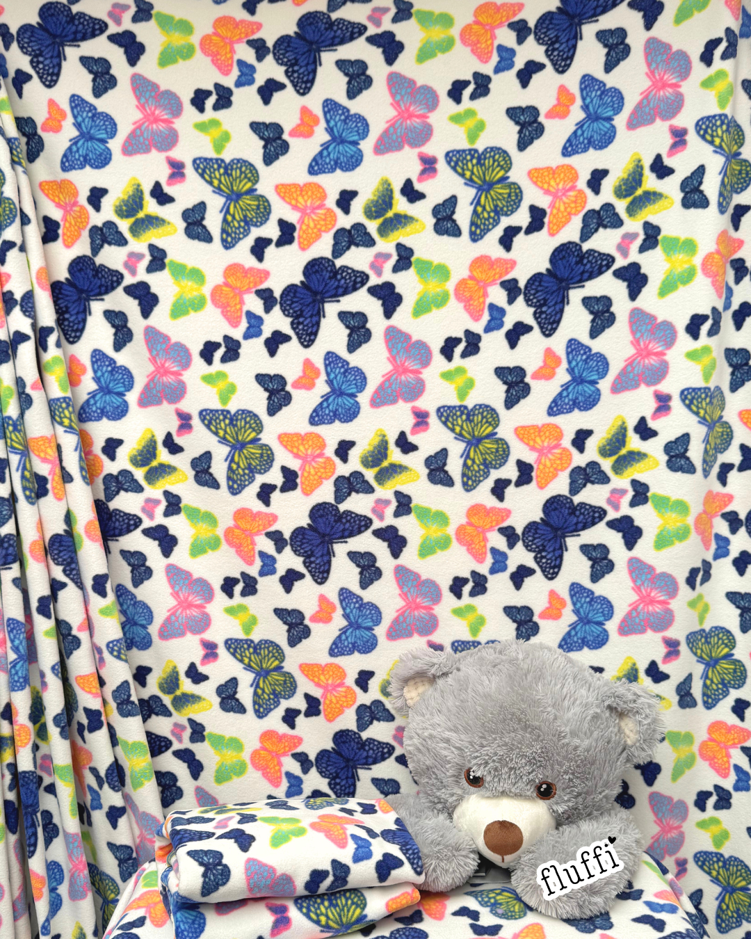 Polar Fleece Printed Anti-Pill Soft Washable Fabric - Butterflies