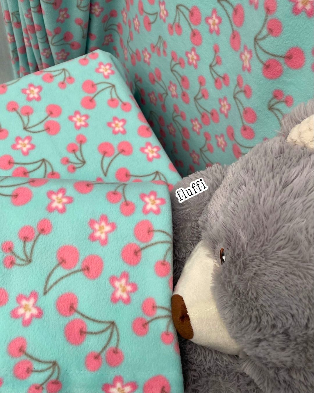 Polar Fleece Printed Anti-Pill Soft Washable Fabric - Cherry Blossoms