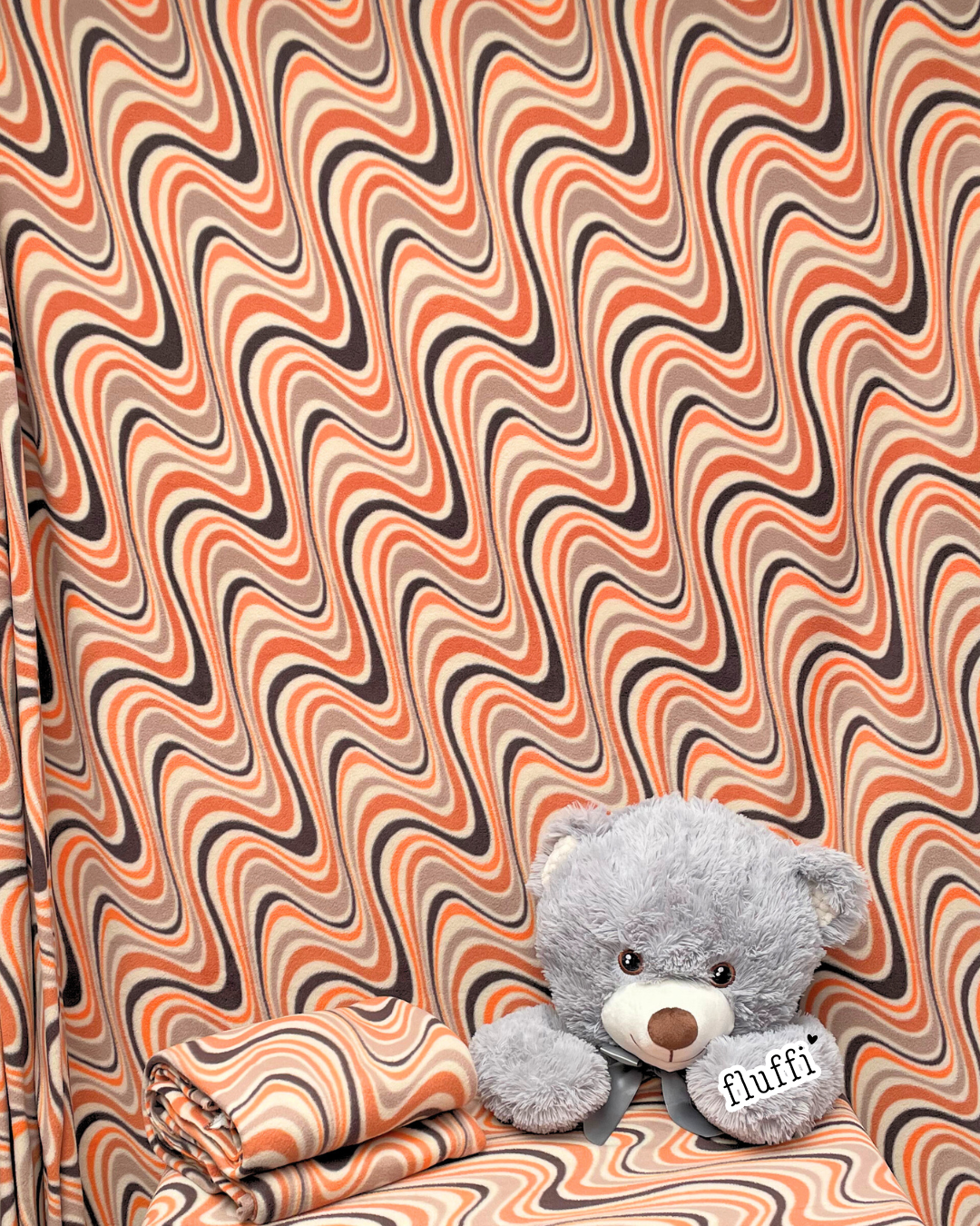 Polar Fleece Printed Anti-Pill Soft Washable Fabric - Chocolate Orange Swirl