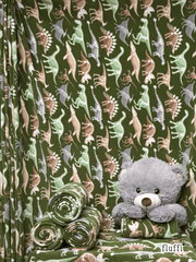 Polar Fleece Anti Pill Washable Soft Fabric- Dinosaur Museam SQ1003 GRN