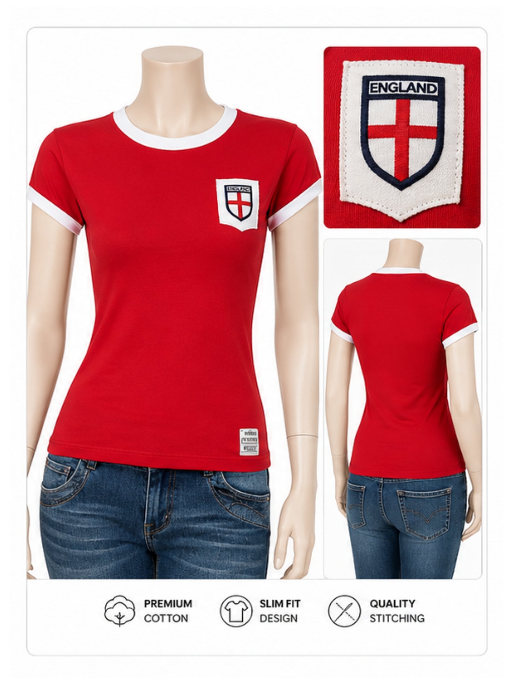 100% Cotton Football T-Shirt- Red/Blue/Yellow in one size