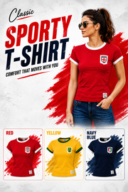 100% Cotton Football T-Shirt- Red/Blue/Yellow in one size