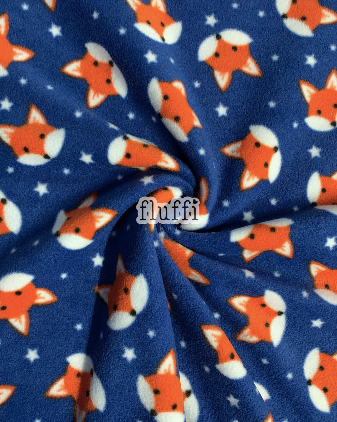 Polar Fleece Printed Anti-Pill Soft Washable Fabric - Foxy Stars SQ811 Royal Blue
