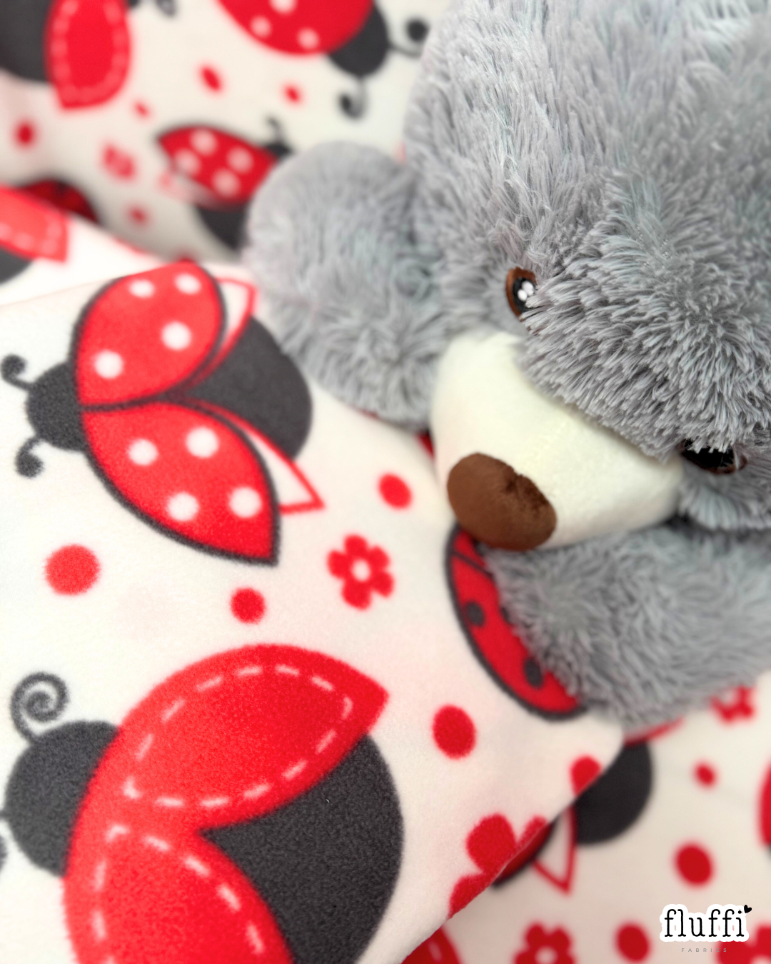 Polar Fleece Printed Anti-Pill Soft Washable Fabric - Giant Ladybirds