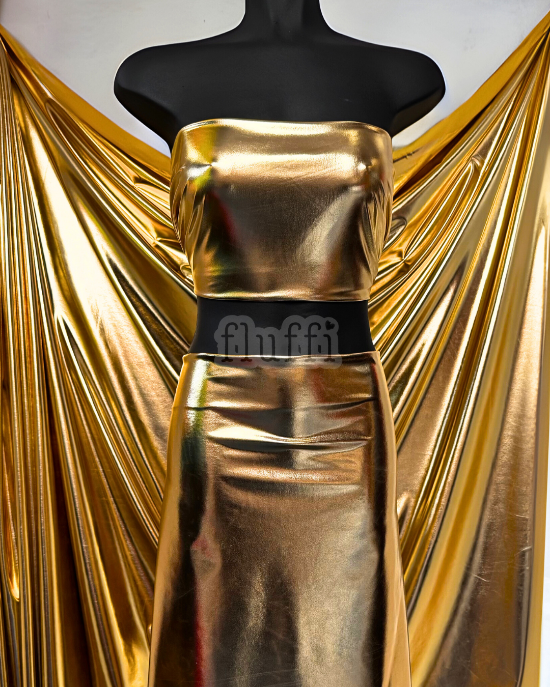 Wet Look Foil Stretch Spandex Fabric- NG253 Gold
