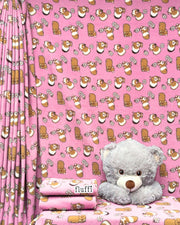 Polar Fleece Printed Anti-Pill Soft Washable Fabric - Guinea Pigs- Pink SQ801
