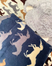 Polar Fleece Printed Anti-Pill Soft Washable Fabric - Horse Racing Navy