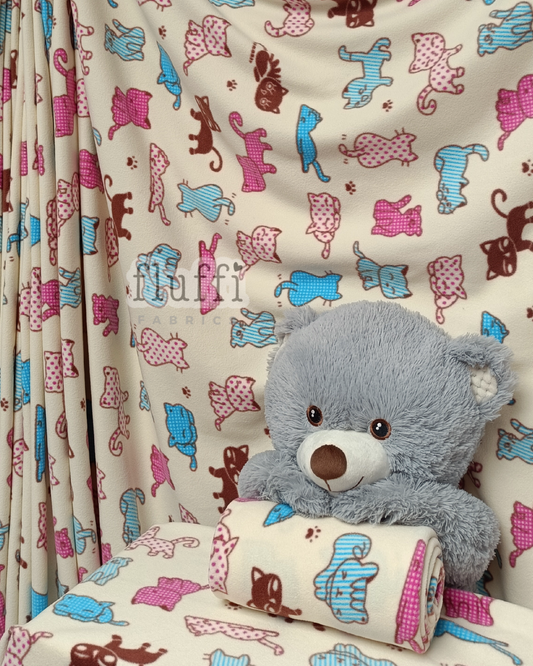 Polar Fleece Printed Anti-Pill Soft Washable Fabric - Kitty Cats PF231 MLT