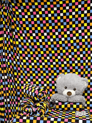 Polar Fleece Anti Pill Washable Soft Fabric- Liquorice Checks SQ1004 MLT