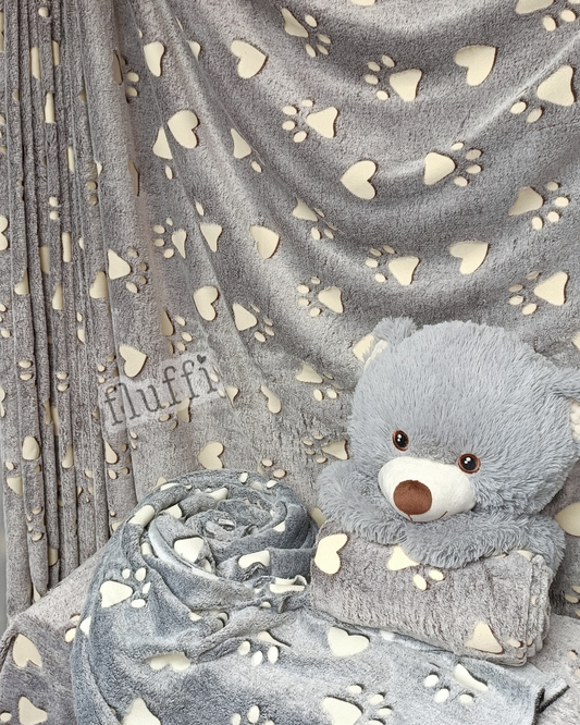 Cuddle Plush Glow In The Dark Ultra Soft Fleece Fabric- Love Paws SQ762