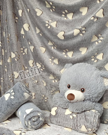 Cuddle Plush Glow In The Dark Ultra Soft Fleece Fabric- Love Paws SQ762
