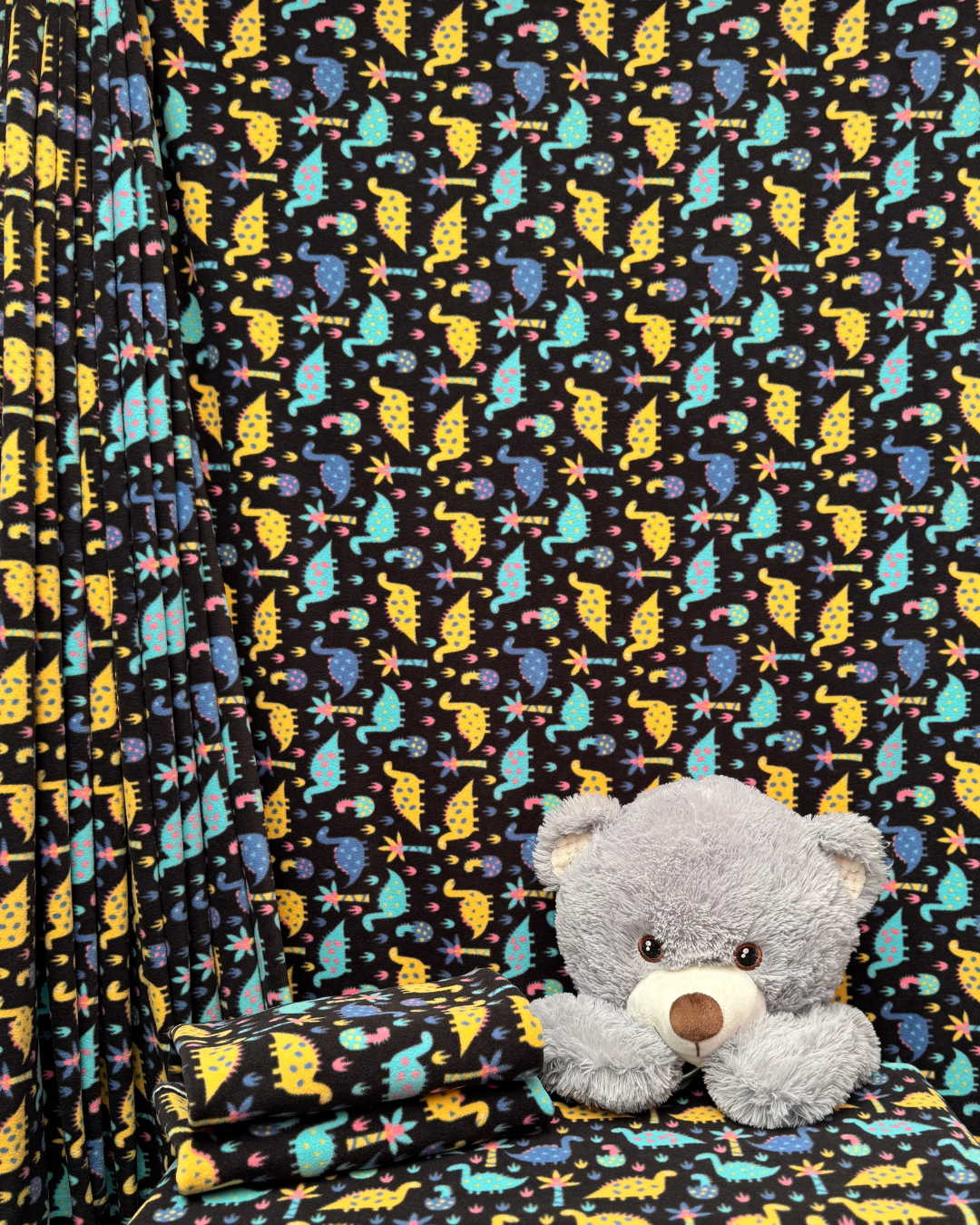 Polar Fleece Printed Anti-Pill Soft Washable Fabric - Mini Dinosaurs