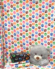 Polar Fleece Printed Anti-Pill Soft Washable Fabric - Multi Paws