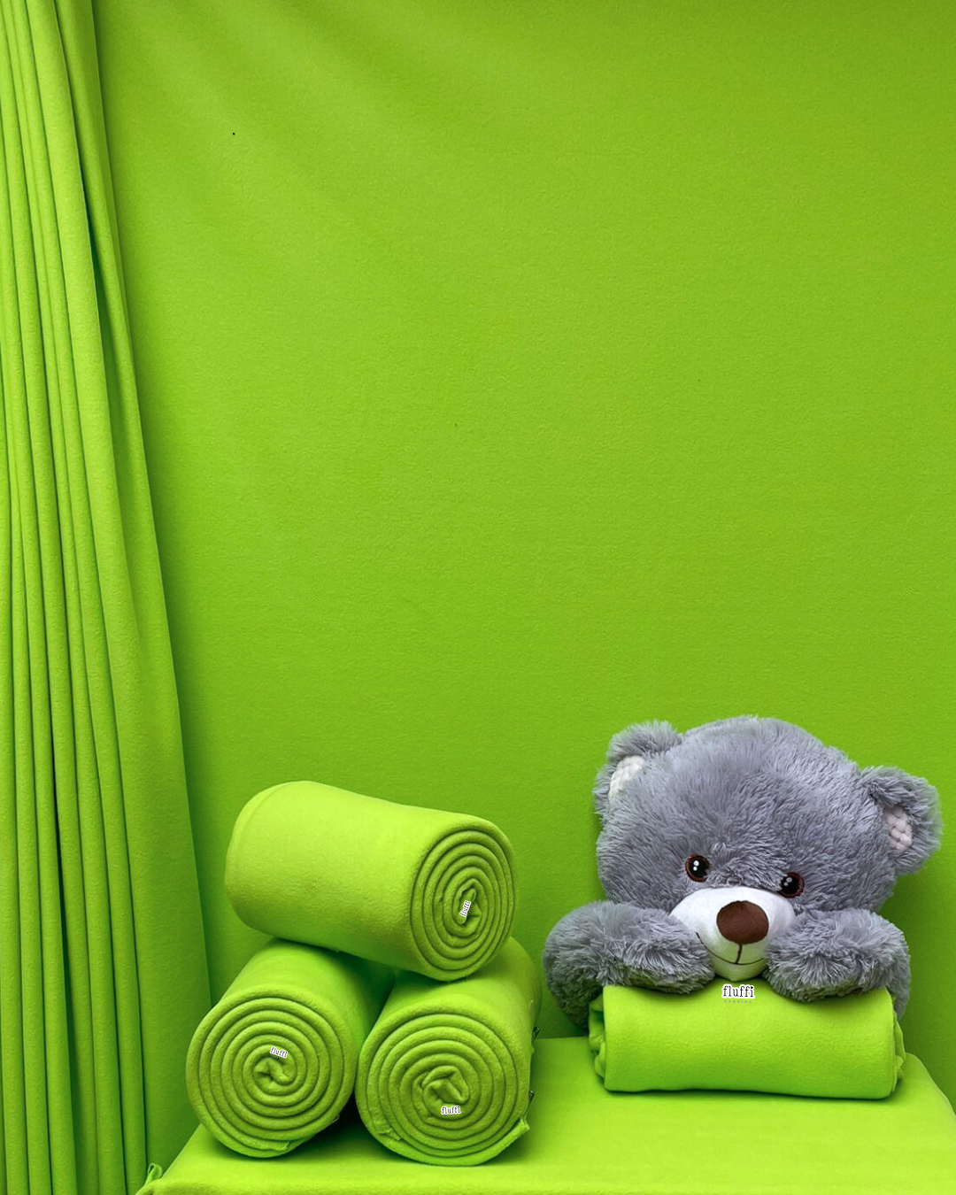 Polar Fleece Anti-Pill Soft Washable Fabric - Solid Colours Lime Green