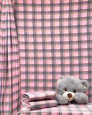 Polar Fleece Printed Anti-Pill Soft Washable Fabric- Tartan & Plaid Pink/Grey