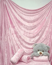 Crushed Velour Draping Decor Fabric Q156 Baby Pink