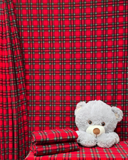 Polar Fleece Printed Anti-Pill Soft Washable Fabric- Tartan & Plaid Old School Red