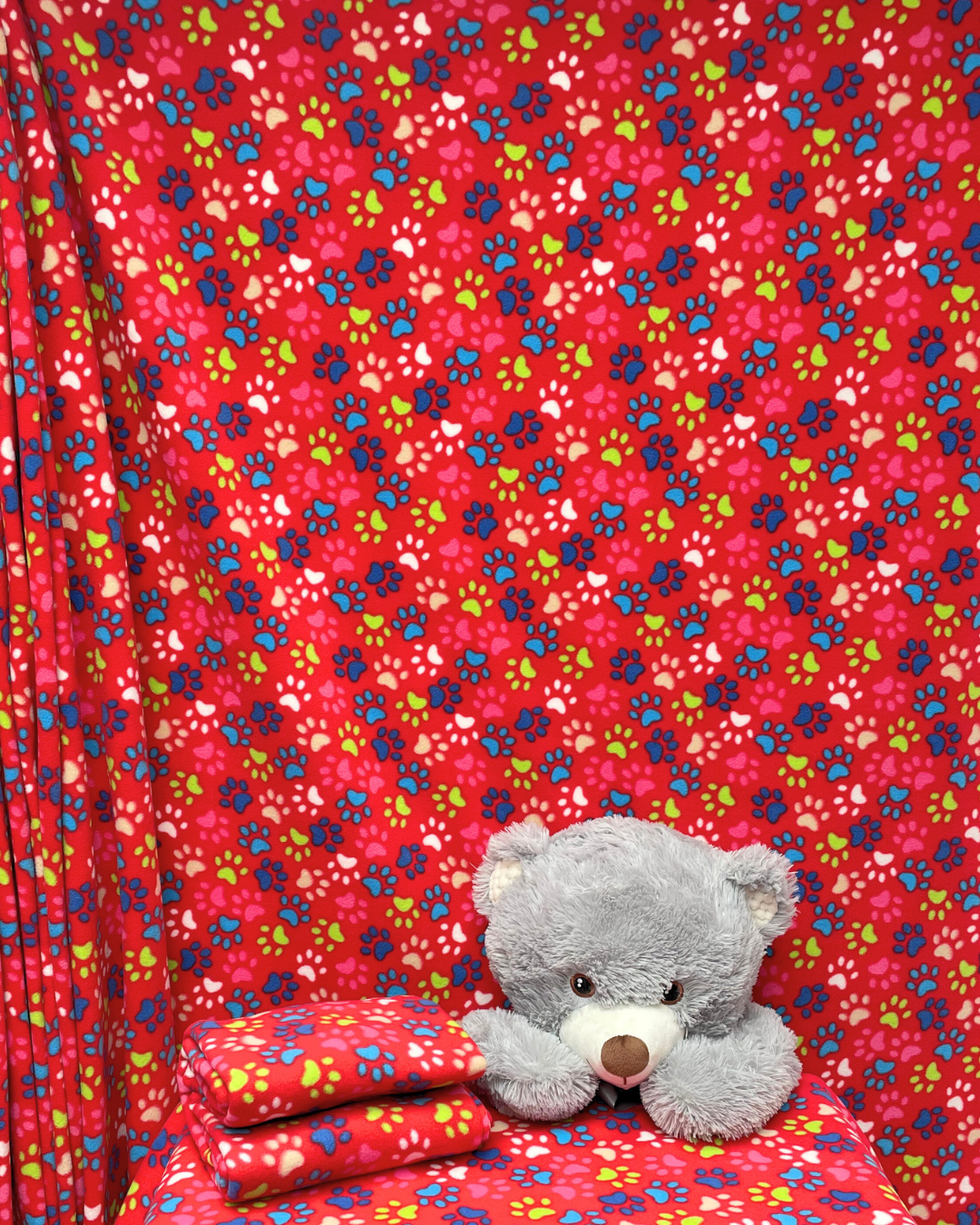 Polar Fleece Printed Anti-Pill Soft Washable Fabric - Multi Paws