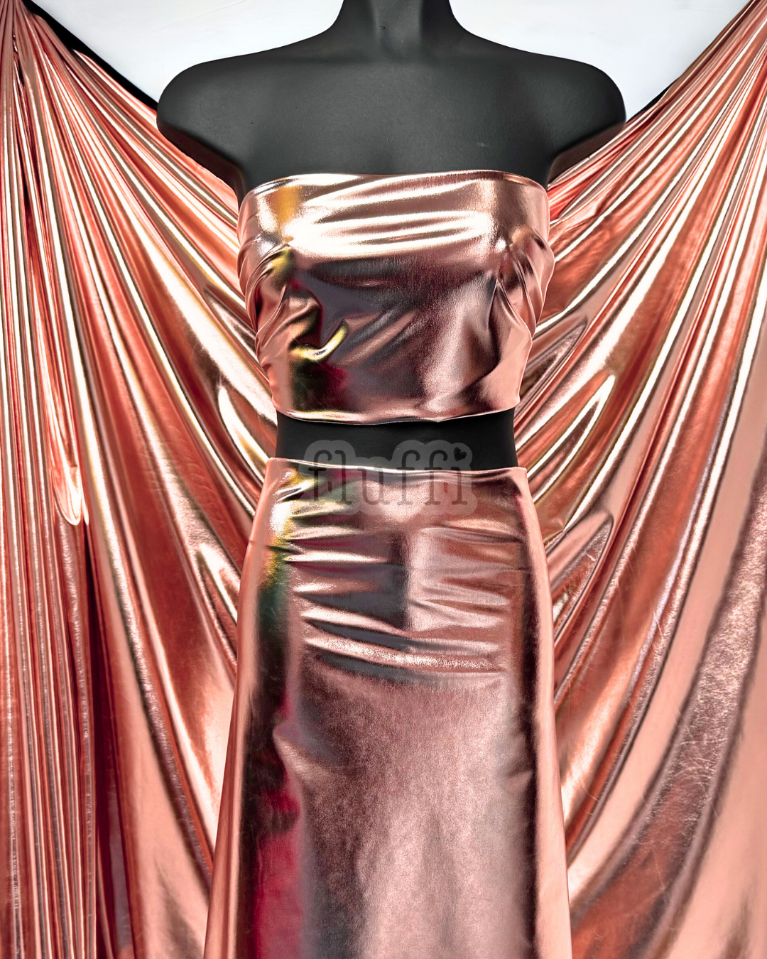 Wet Look Foil Stretch Spandex Fabric- NG253 Rose Gold