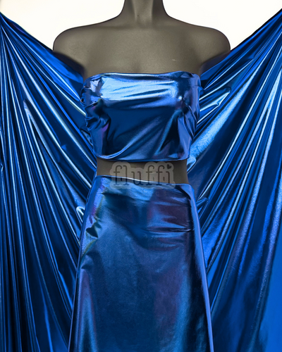 Wet Look Foil Stretch Spandex Fabric- NG253 Royal Blue