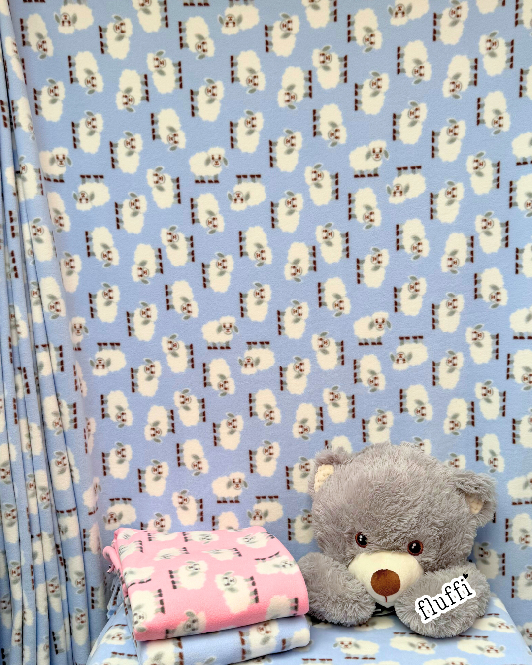 Polar Fleece Printed Anti-Pill Soft Washable Fabric - Farm Sheep