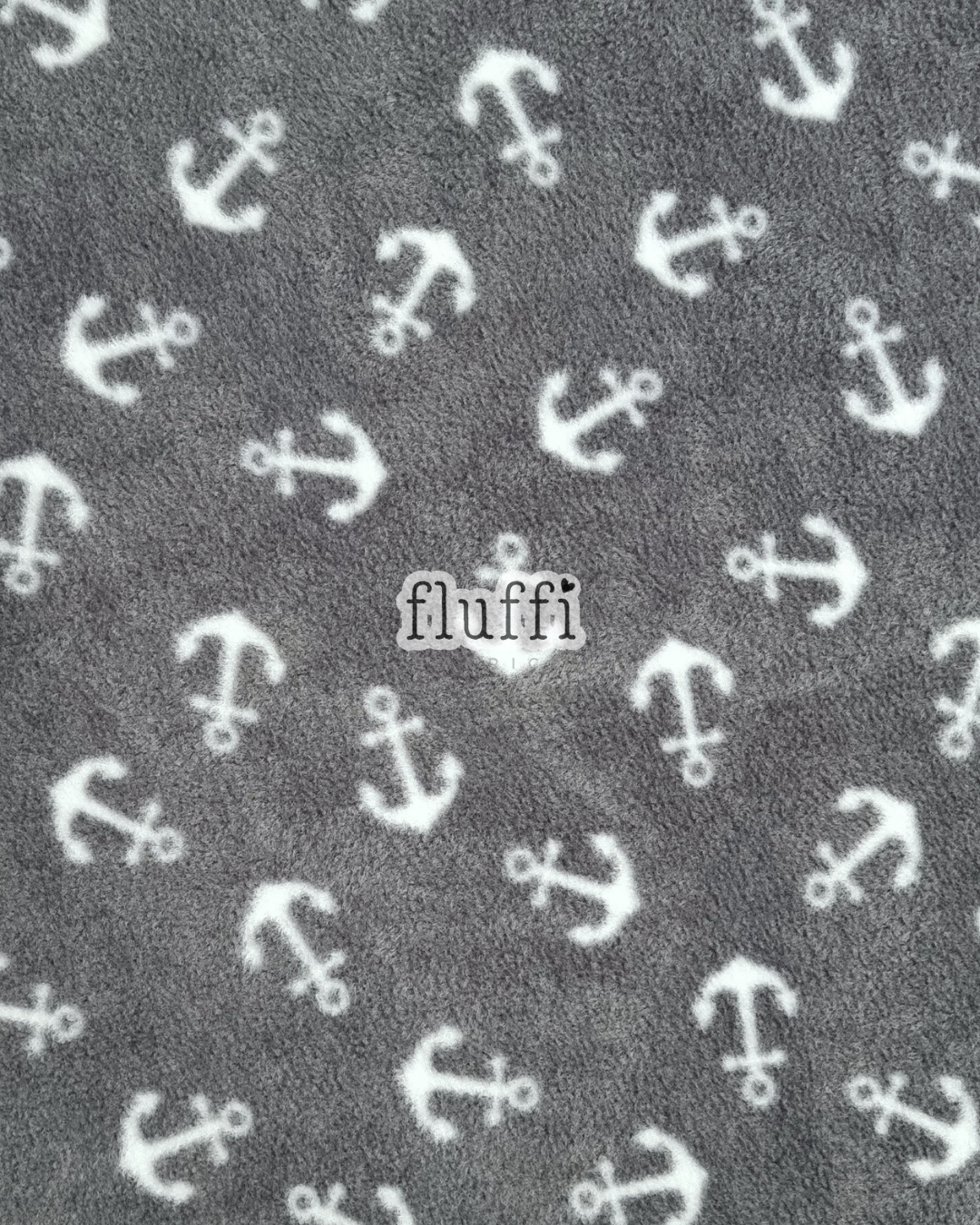Polar Fleece Printed Anti-Pill Soft Washable Fabric - Mini Anchors Grey SQ802 GR