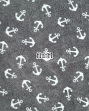 Polar Fleece Printed Anti-Pill Soft Washable Fabric - Mini Anchors Grey SQ802 GR