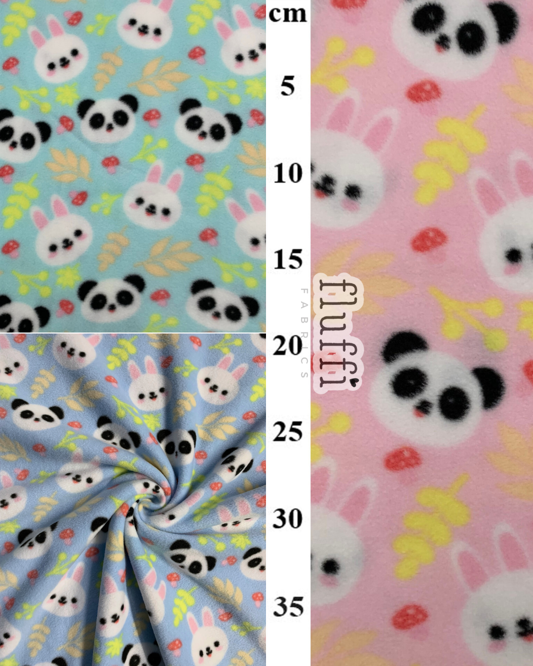 Polar Fleece Printed Anti-Pill Soft Washable Fabric - Pandas & Bunnies SQ810