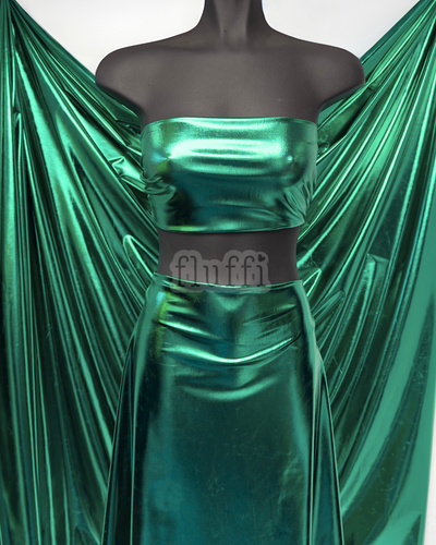 Wet Look Foil Stretch Spandex Fabric- NG253 Sea Green