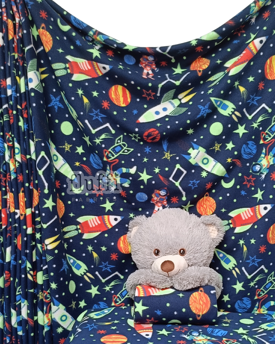 Polar Fleece Printed Anti-Pill Soft Washable Fabric - Space Astronauts SQ806 NYMLT