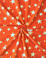 Polar Fleece Printed Anti-Pill Soft Washable Fabric - Twinkle Stars Orange
