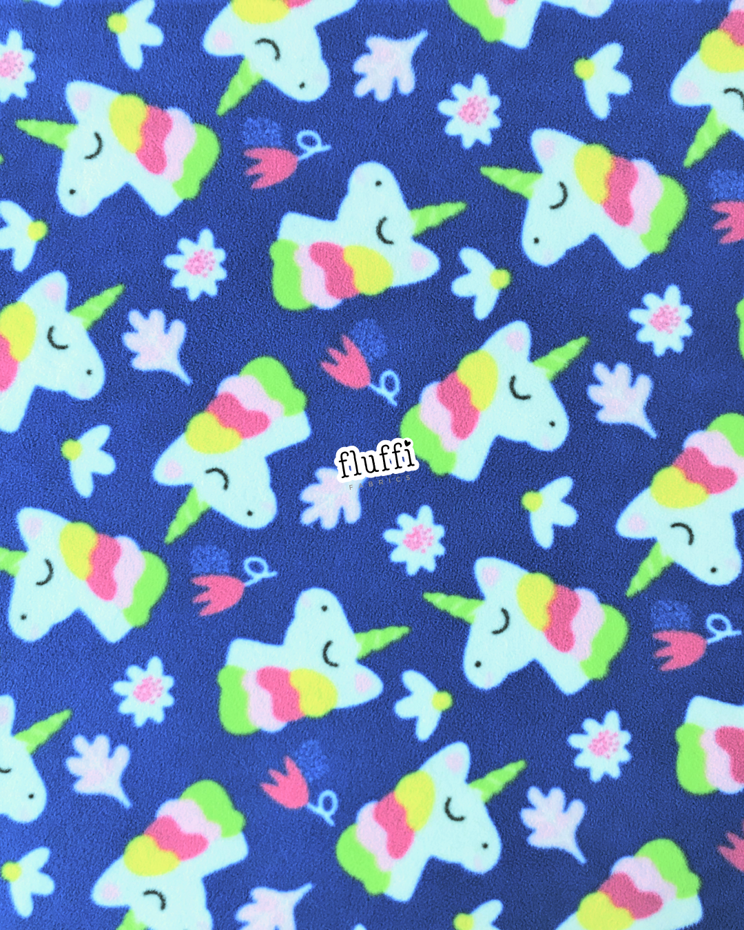 Polar Fleece Printed Anti-Pill Soft Washable Fabric - Unicorn Fantasy Royal Blue SQ445 BLMLT