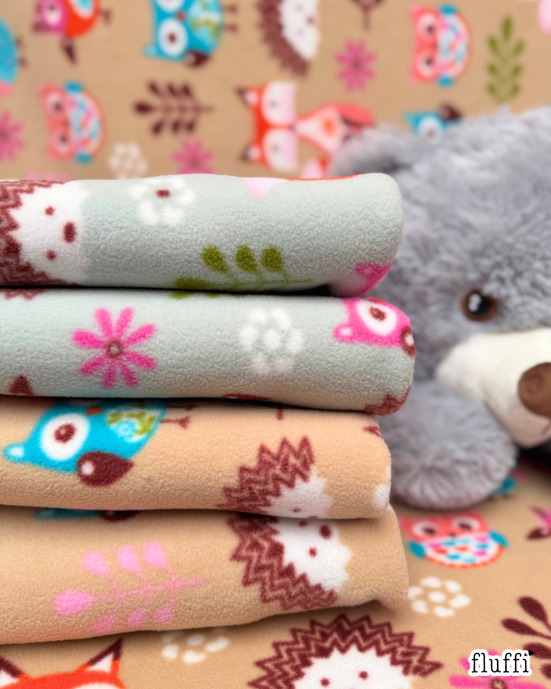 Polar Fleece Printed Anti-Pill Soft Washable Fabric - Woodland Creatures Q1219