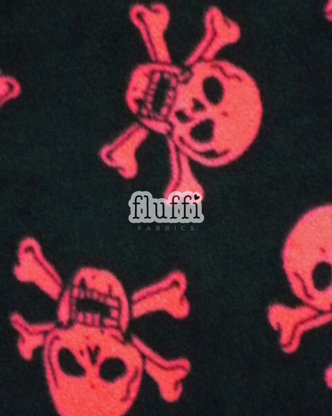 Polar Fleece Printed Anti-Pill Soft Washable Fabric - Black/Red Skulls Q1082 BKRD