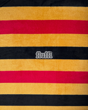 Polar Fleece Printed Anti-Pill Soft Washable Fabric - Mustard/Red/Black Stripes SQ892