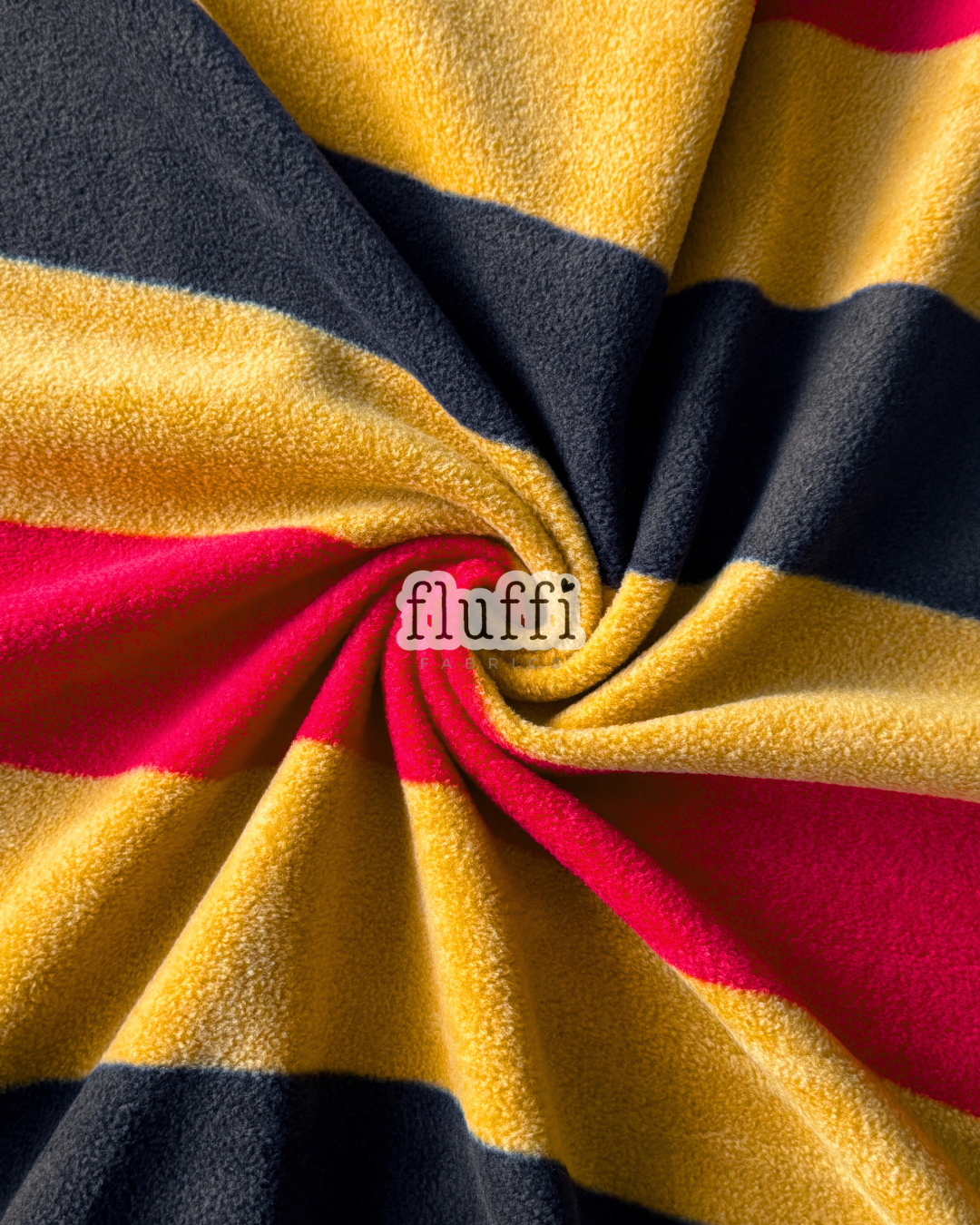 Polar Fleece Printed Anti-Pill Soft Washable Fabric - Mustard/Red/Black Stripes SQ892