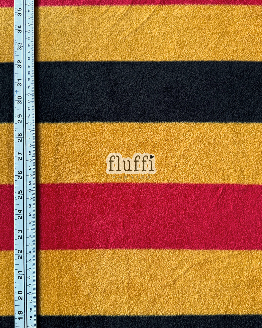 Polar Fleece Printed Anti-Pill Soft Washable Fabric - Mustard/Red/Black Stripes SQ892