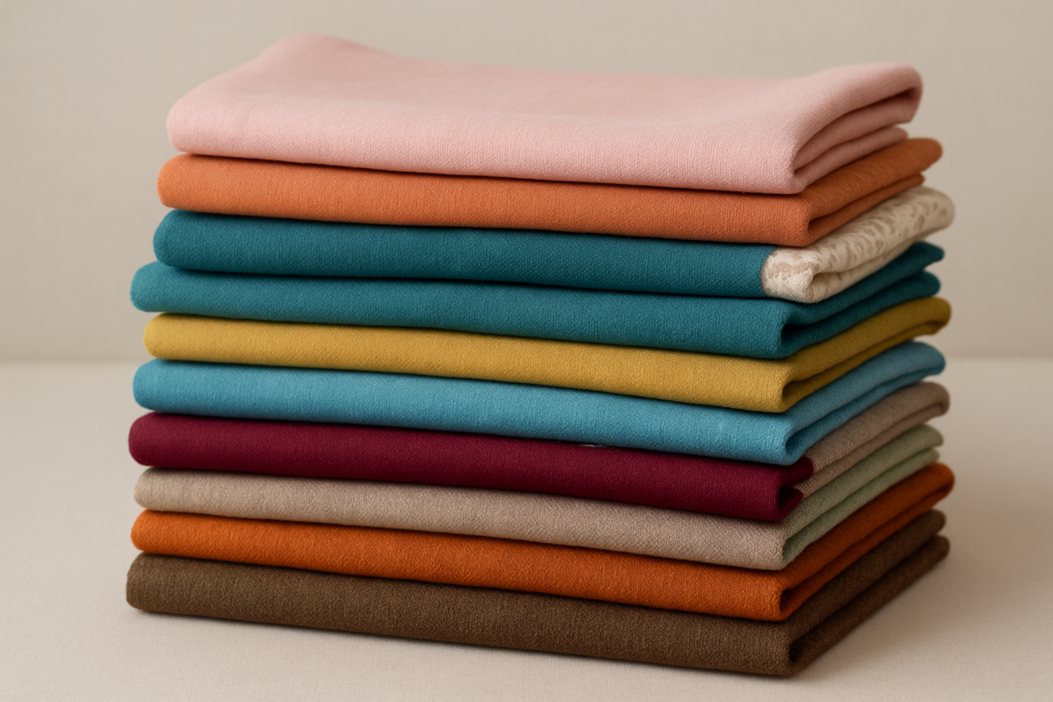 Stack of fabric pieces or layered rectangles